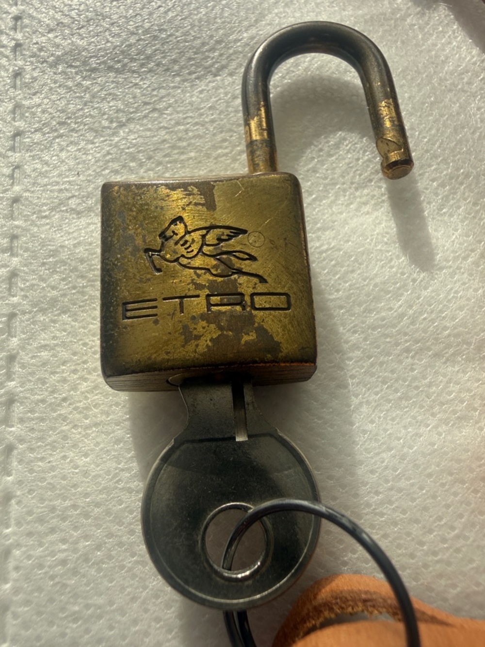Etro Vaschetta Leather Luggage Tag + Lock + Key - Picture 7 of 12